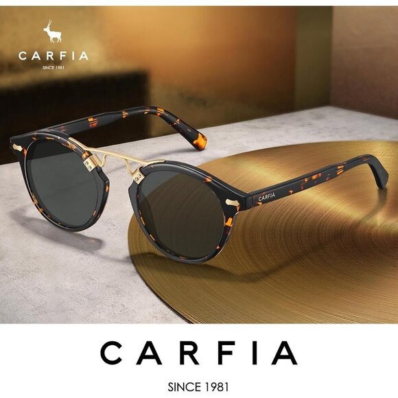 Small Acetate Polarized Sunglasses Women Men UV Protection Retro Round main image 4